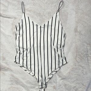 Black and White Striped Bodysuit